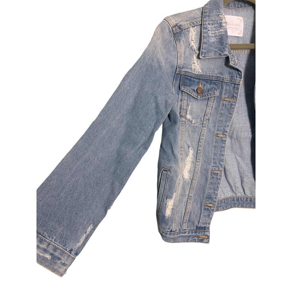 Atar'd State Distressed Denim Jacket Light washed Cropped Jean Jacket Size XS - Picture 2 of 4